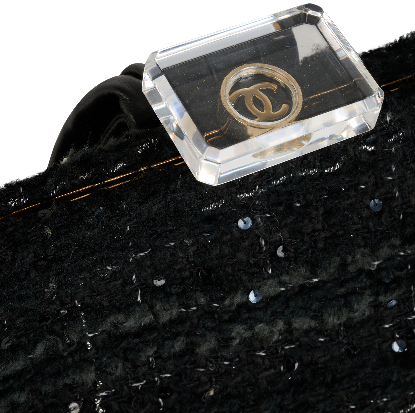 Vintage Clutch, &pound;550, Handbags, Black, Leather/Tweed, Other view